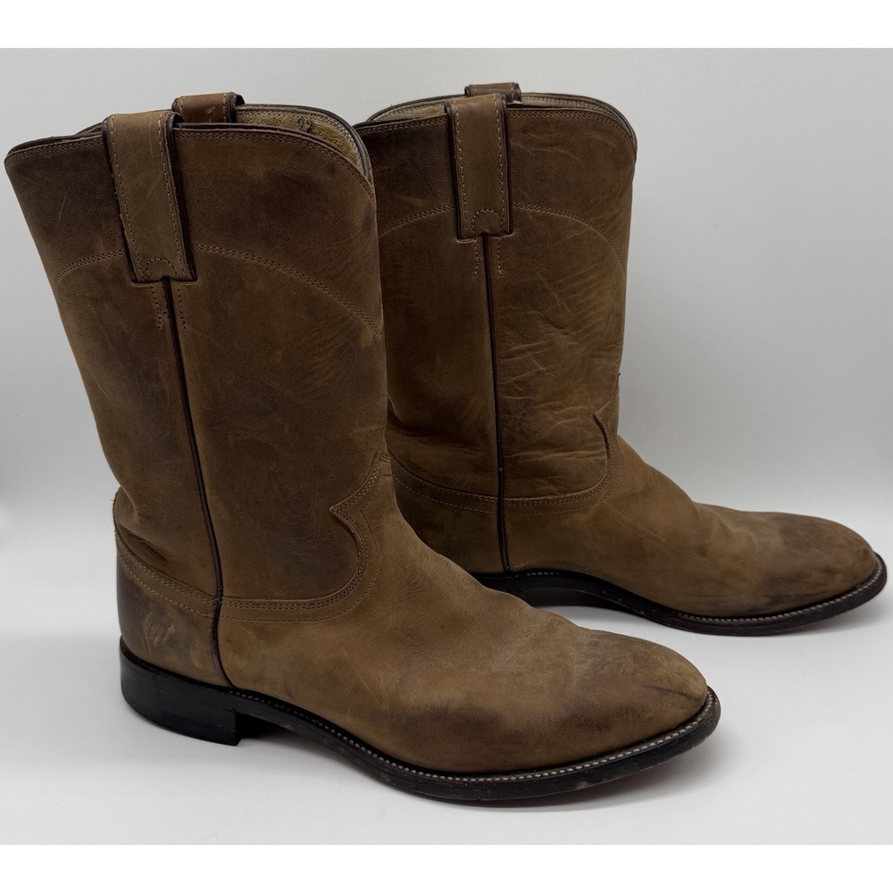 Justin Boots Mens Size 8.5 EE Brown Roper Cowboy Boot Style #3408 Western